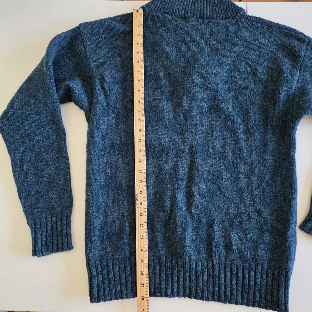 Cricketeer Vtg Sweater Mens L Blue Green Wool Blend Shawl Collar Grandpa Cottage